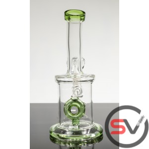 CURVED NECK COLORED RING GLASS WATER PIPE 8inch